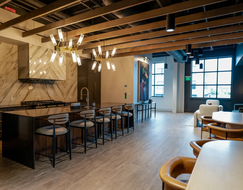 Clean office lobby and kitchen entry area maintained in Northwest Arkansas