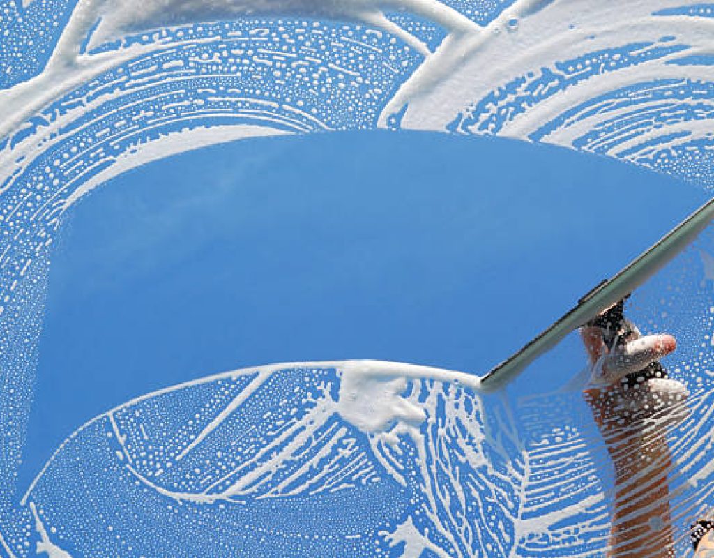 Window washing service for commercial property with spotless results achieved