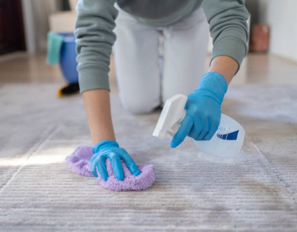 Carpet cleaning technician steam cleaning residential carpet in Tontitown AR